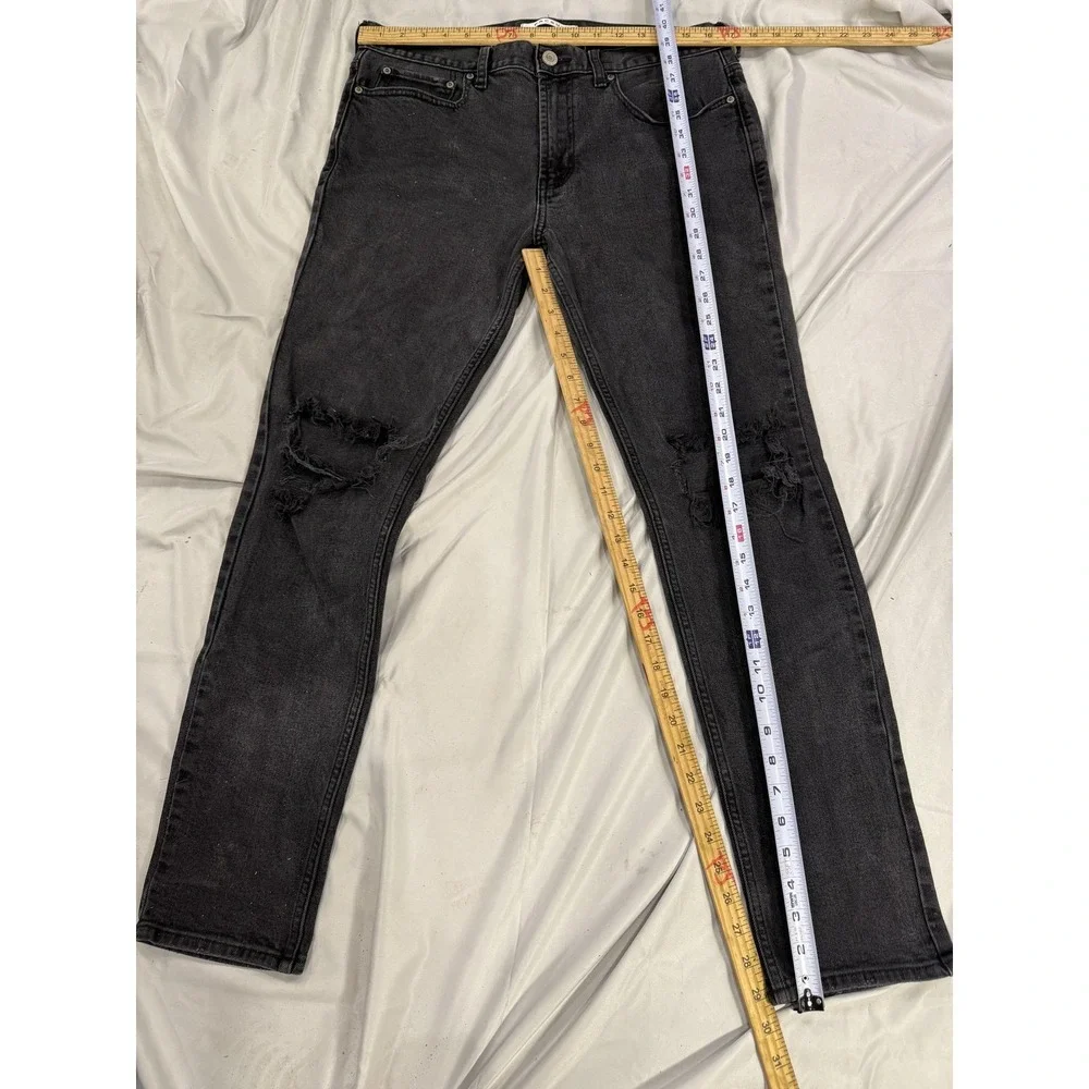 PacSun Jeans Mens 34x32 Gray Charcoal Skinny Distressed Denim Slim Fit Ripped